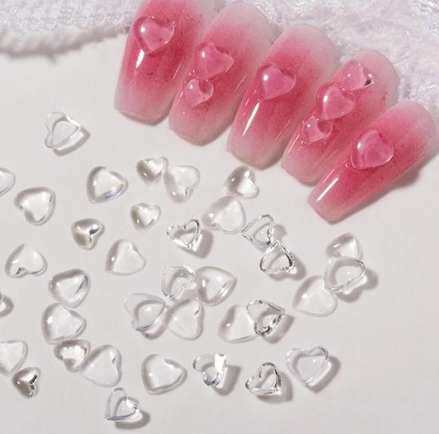 Nail Transparent Heart Parts, Resin Nail Art Decoration